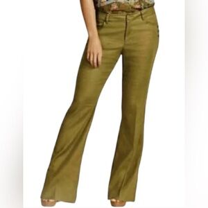 Cabi Charlie Olive Wide Leg Trousers, Women’s Linen Blend Pants in Size 8